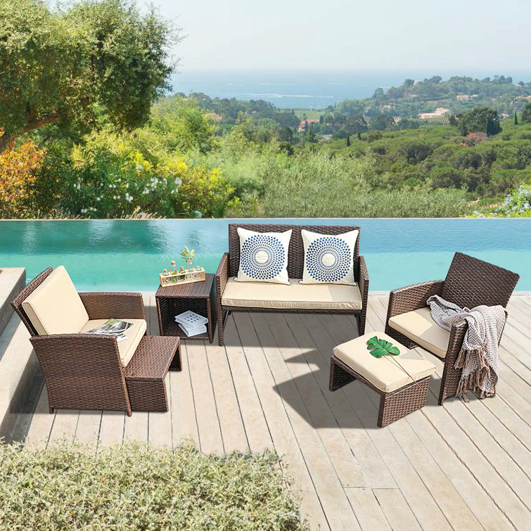 OC OrangeCasual Wicker/Rattan 4 Person Seating Group with Cushions